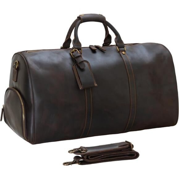 Men's Leather Duffle Bags with Shoe Compartment